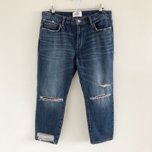 Current/Elliott Blue Distressed Ankle Jeans